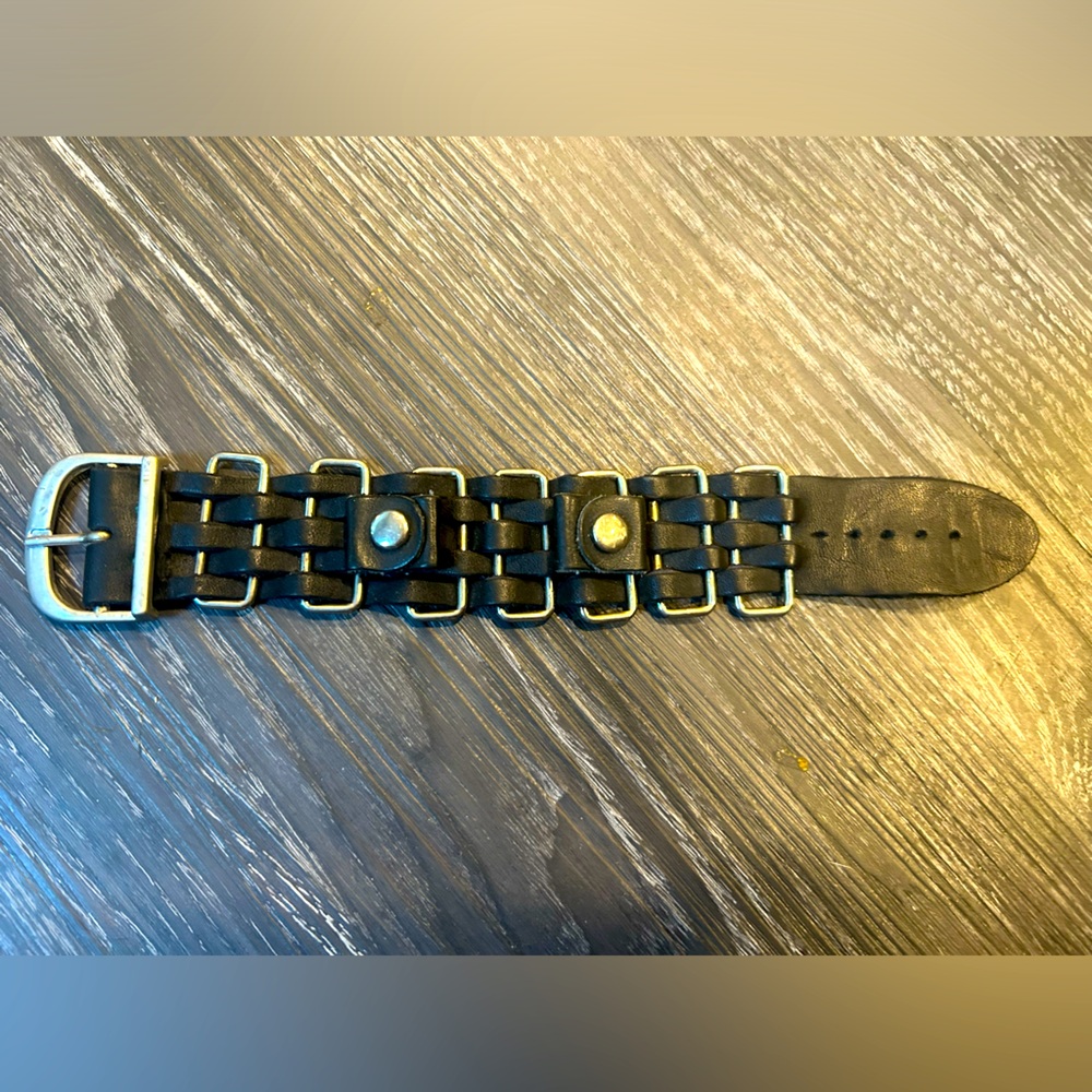 Genuine VINTAGE Black Leather watch band - unique!